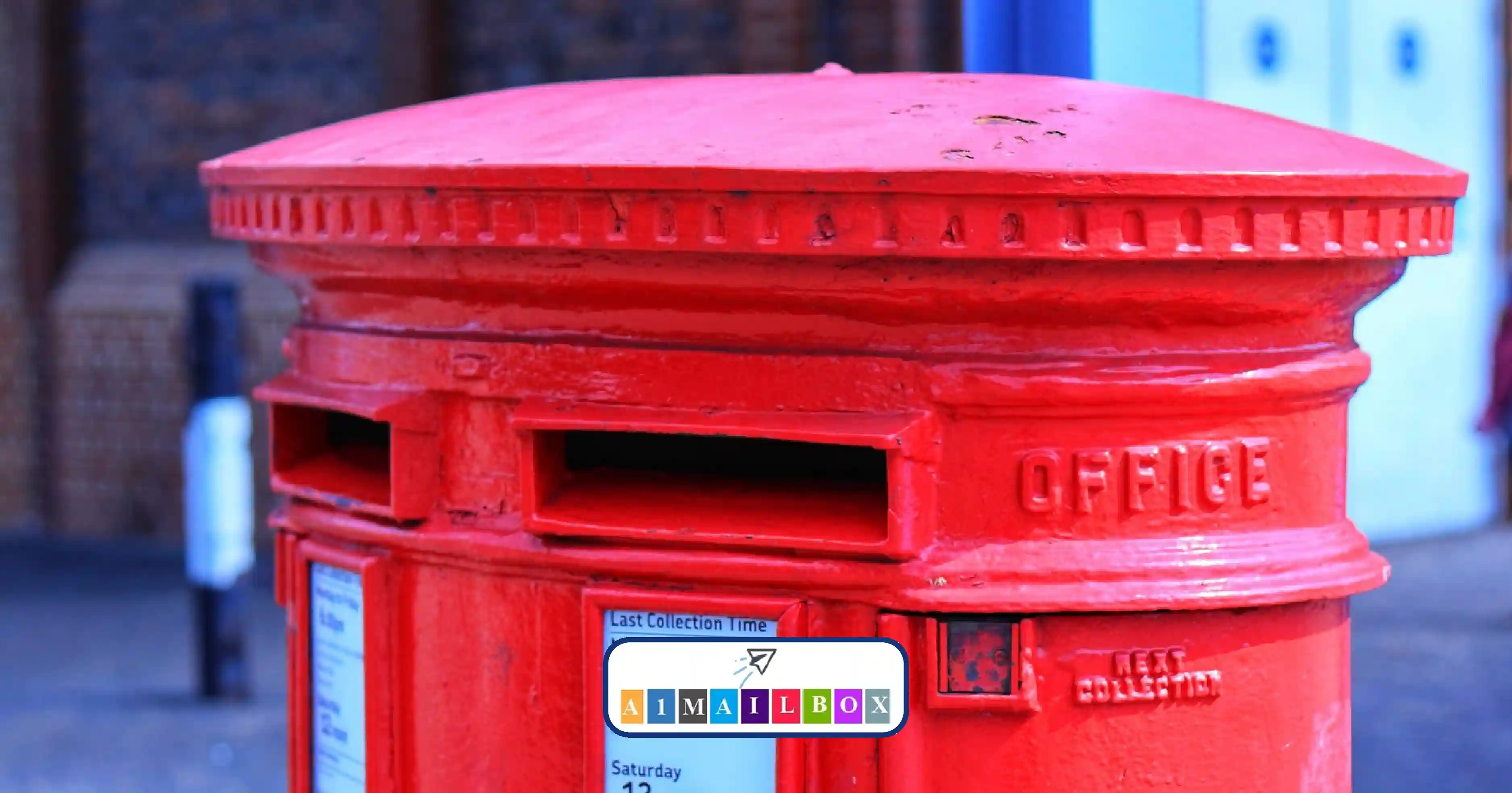 Iconic UK red mailbox symbolizing secure rented mailbox services with global mail forwarding – discover how to forward your post anywhere with ease.